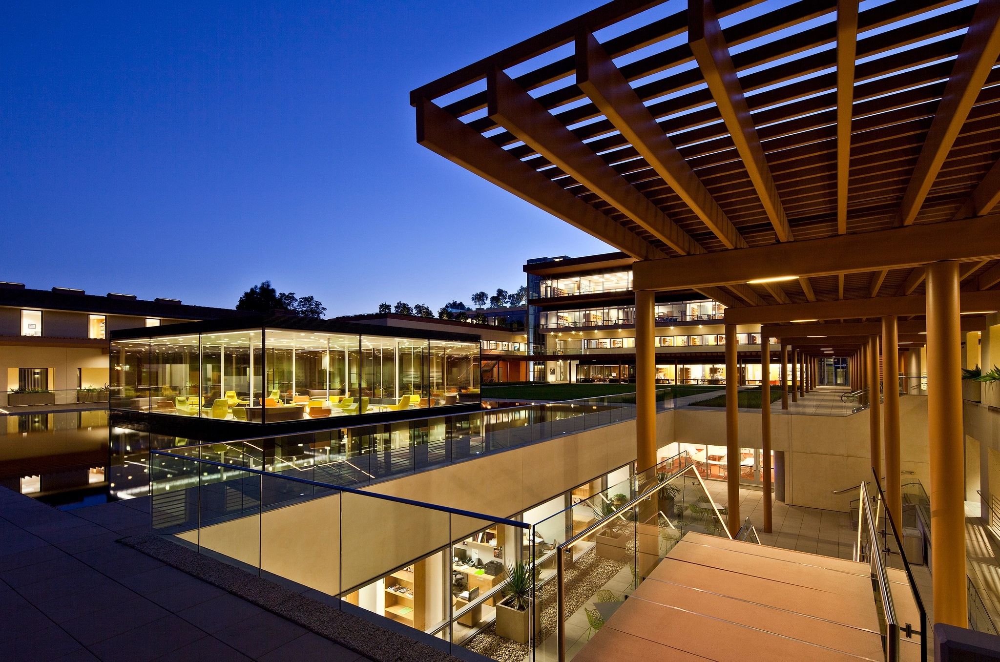 Image of Claremont McKenna College campus beautifully illuminated